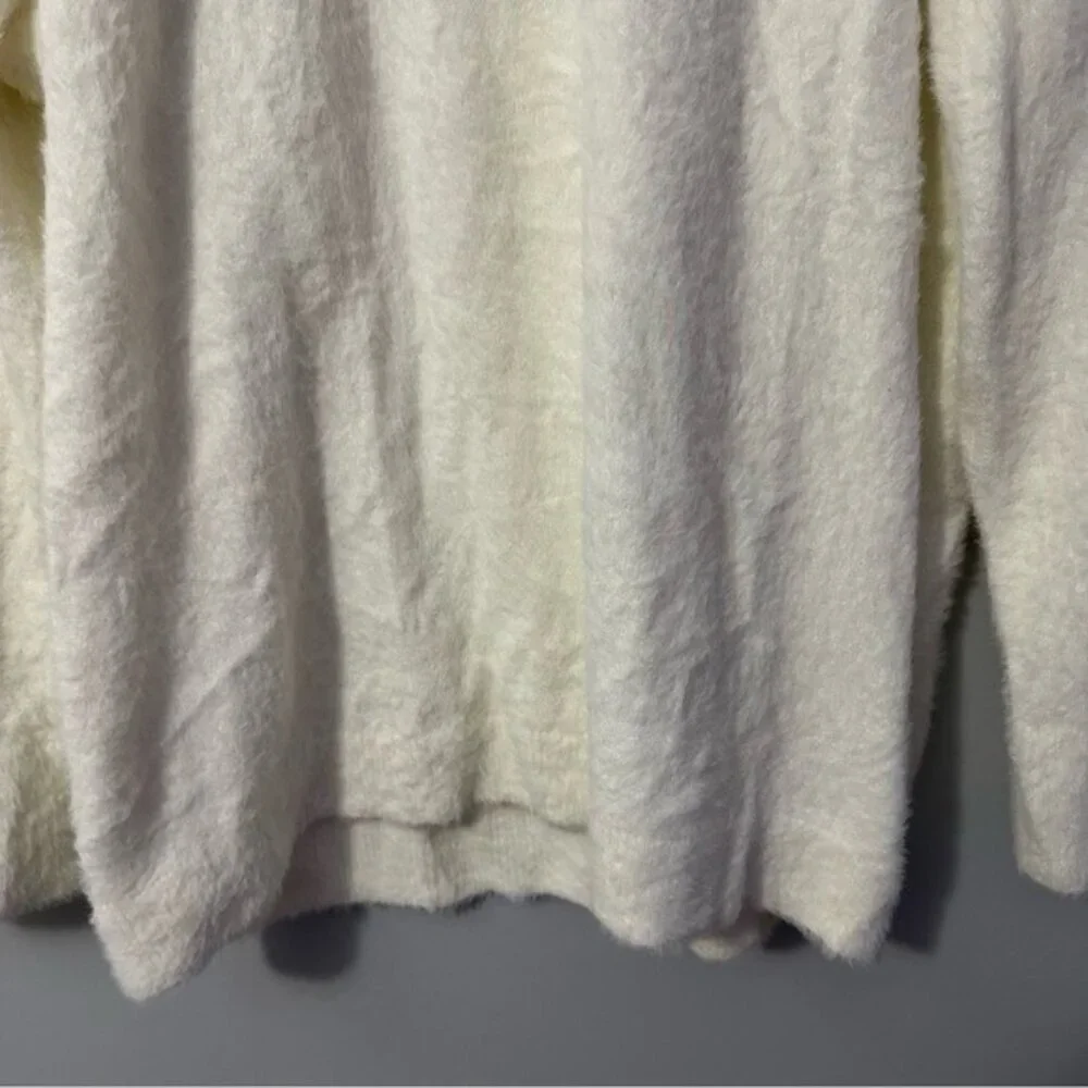 Talbots Plush Crewneck Sweater Ivory Embellished Soft Knit Plus Size 2X